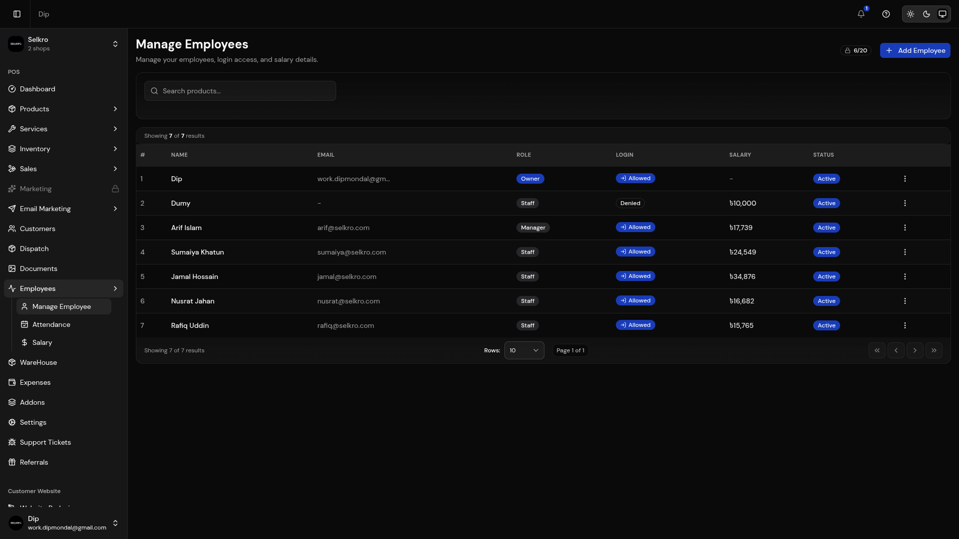 Employee Management Dashboard